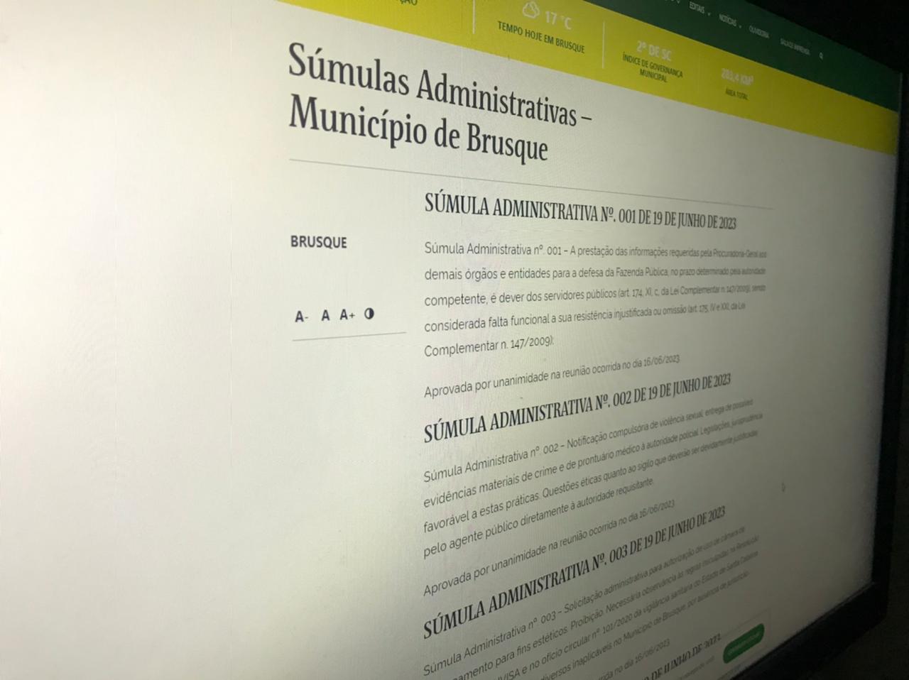 Prefeitura passa a disponibilizar de forma online súmulas administrativas